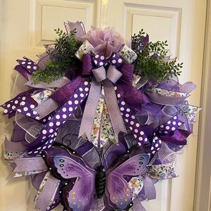 Purple Butterfly Holiday Wreath